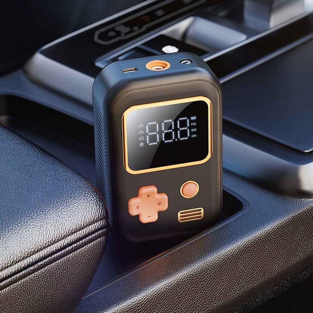 Wireless Car Inflator Pump Intelligent Small Multi-Mode Tire Pump Portable Car Inflator with LED Lighting / Tire Pressure Monitoring - White