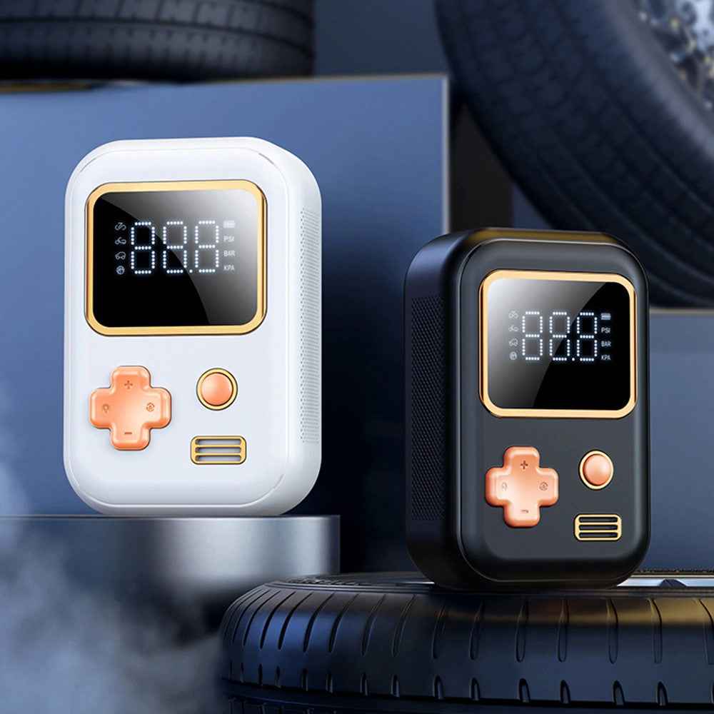 Wireless Car Inflator Pump Intelligent Small Multi-Mode Tire Pump Portable Car Inflator with LED Lighting / Tire Pressure Monitoring - White