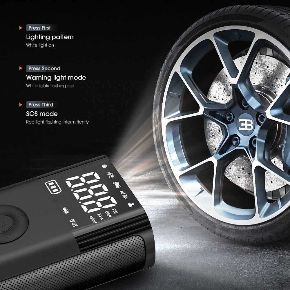 CARSUN T2191-2 Portable Car Tire Air Pump Cordless Digital Display Tyre Inflator with Power Bank Function