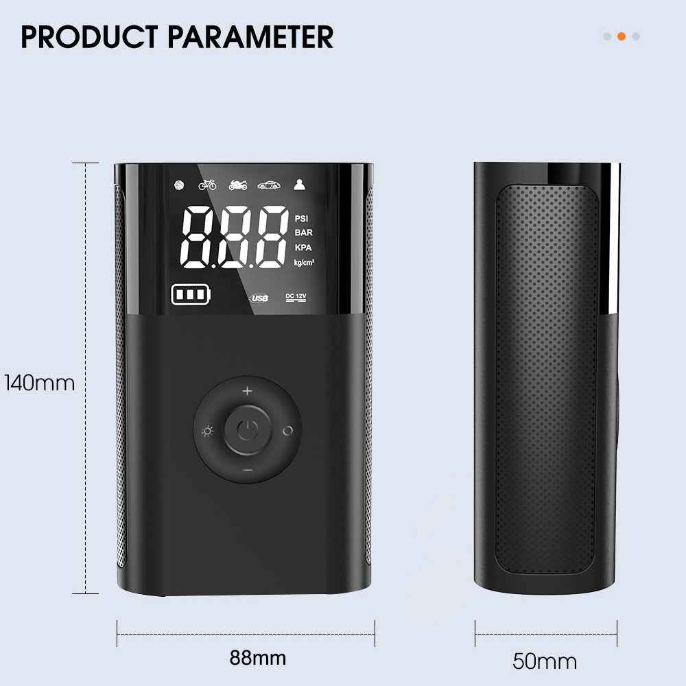 CARSUN T2191-2 Portable Car Tire Air Pump Cordless Digital Display Tyre Inflator with Power Bank Function
