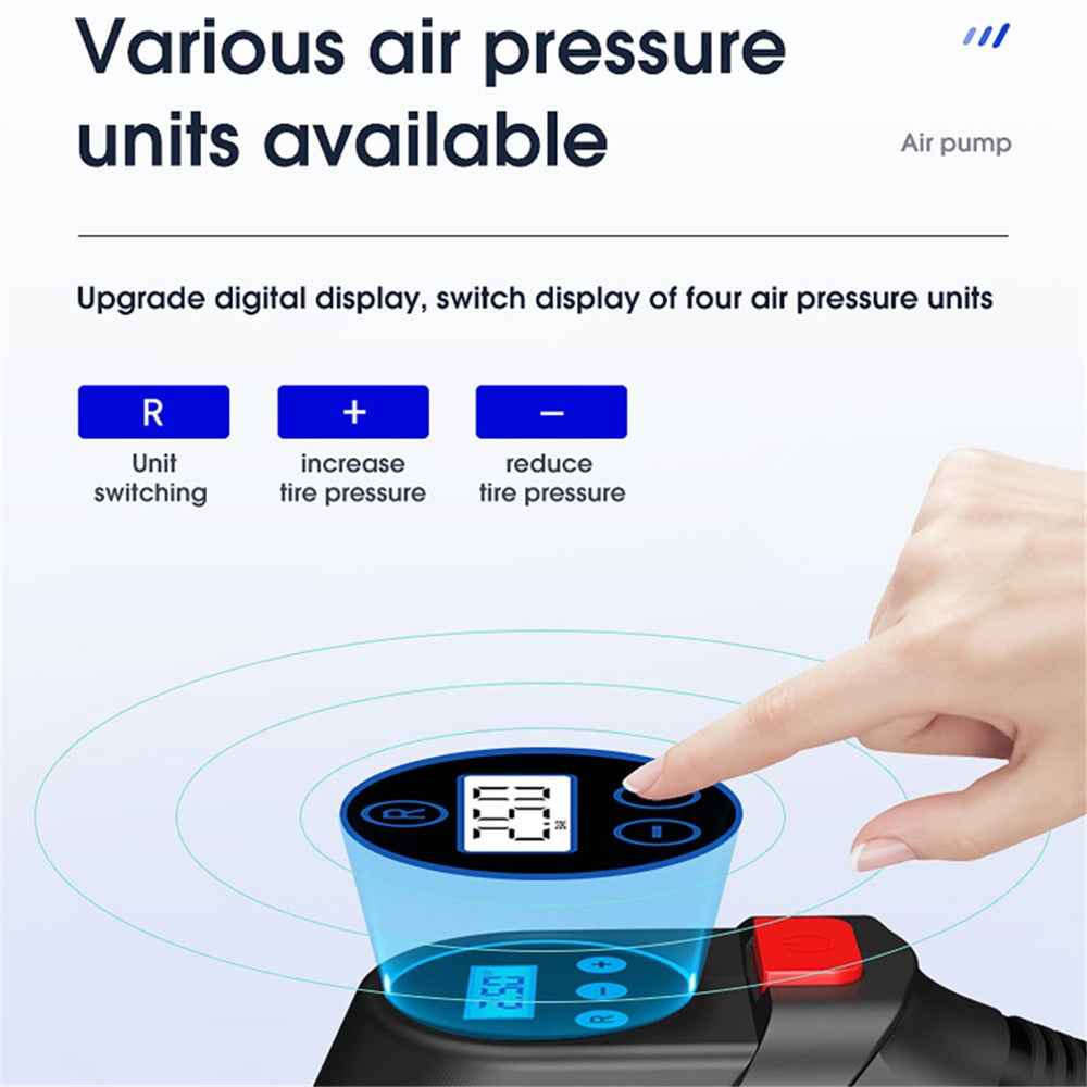 CARSUN C2814 Portable Tire Inflator Digital Air Compressor 12V DC Tire Air Pump with Emergency LED Light