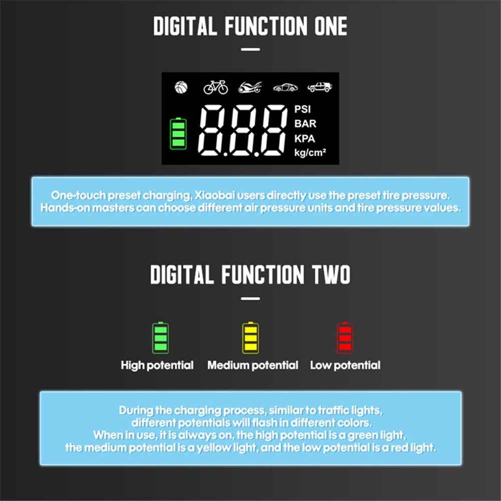 CARSUN c1809 Digital Car Tyre Inflator Cordless Air Pump 150PSI Electric Portable Air Compressor with LED Light