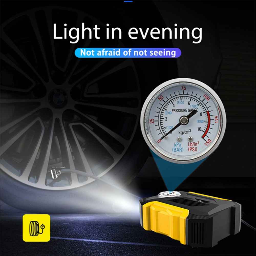 CARSUN c1399 Tire Inflator Portable Car Air Compressor 150PSI Tire Pump with Pressure Gauge and LED Light