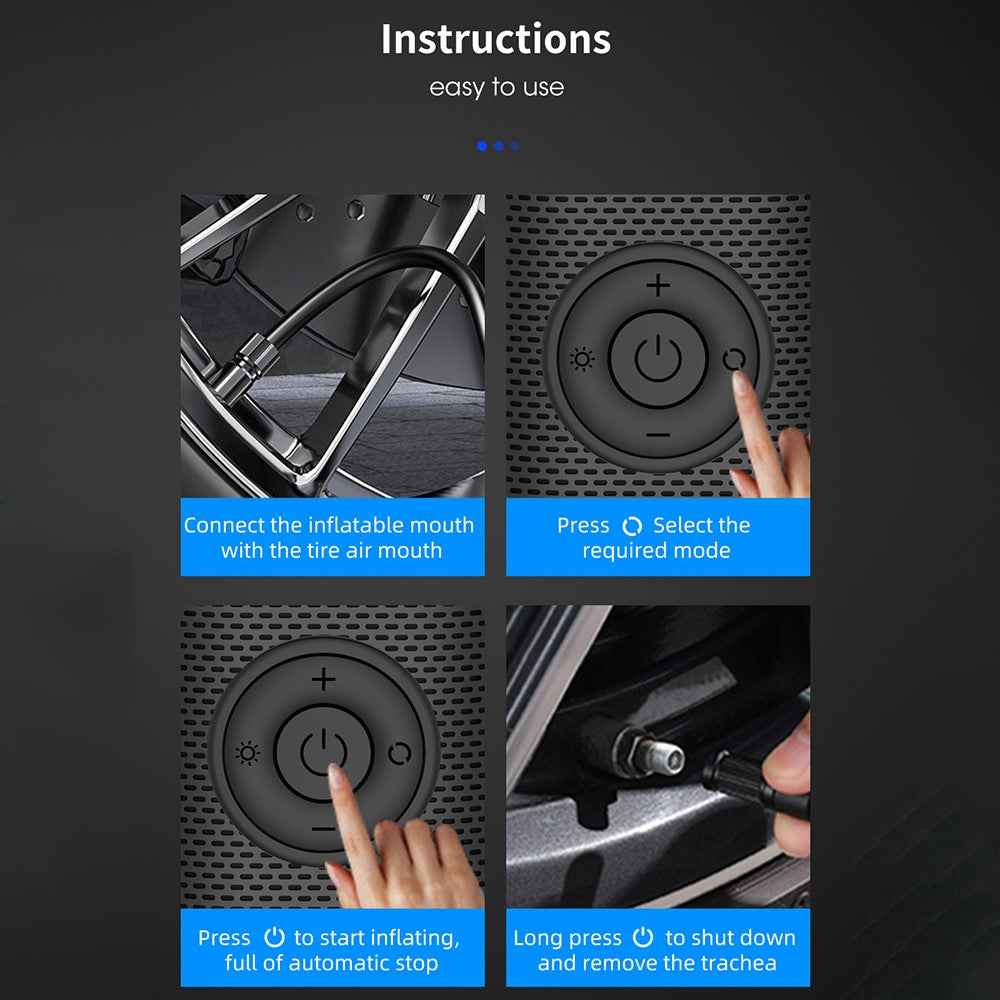 CARSUN T2190 Mini Car Tire Inflator 150PSI Portable Air Compressor Motorcycle Bicycle Tire Electric Air Pump