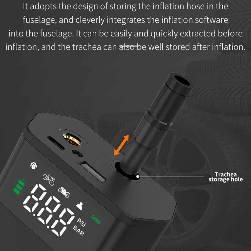 CARSUN C2812 Portable Air Pump Aluminum Alloy Digital Inflator with Light Power Bank Function