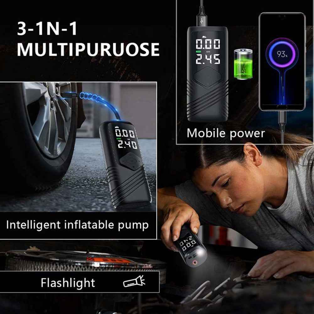 AERMOTOR Wireless Smart Car Air Pump Portable Flashlight Rechargeable Inflator for SUV Tire