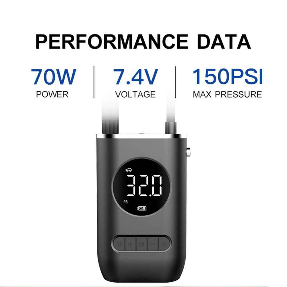 CQB-3668 Inflatable Pump Portable Handheld Digital Display Rechargeable Tire Pump with LED Light