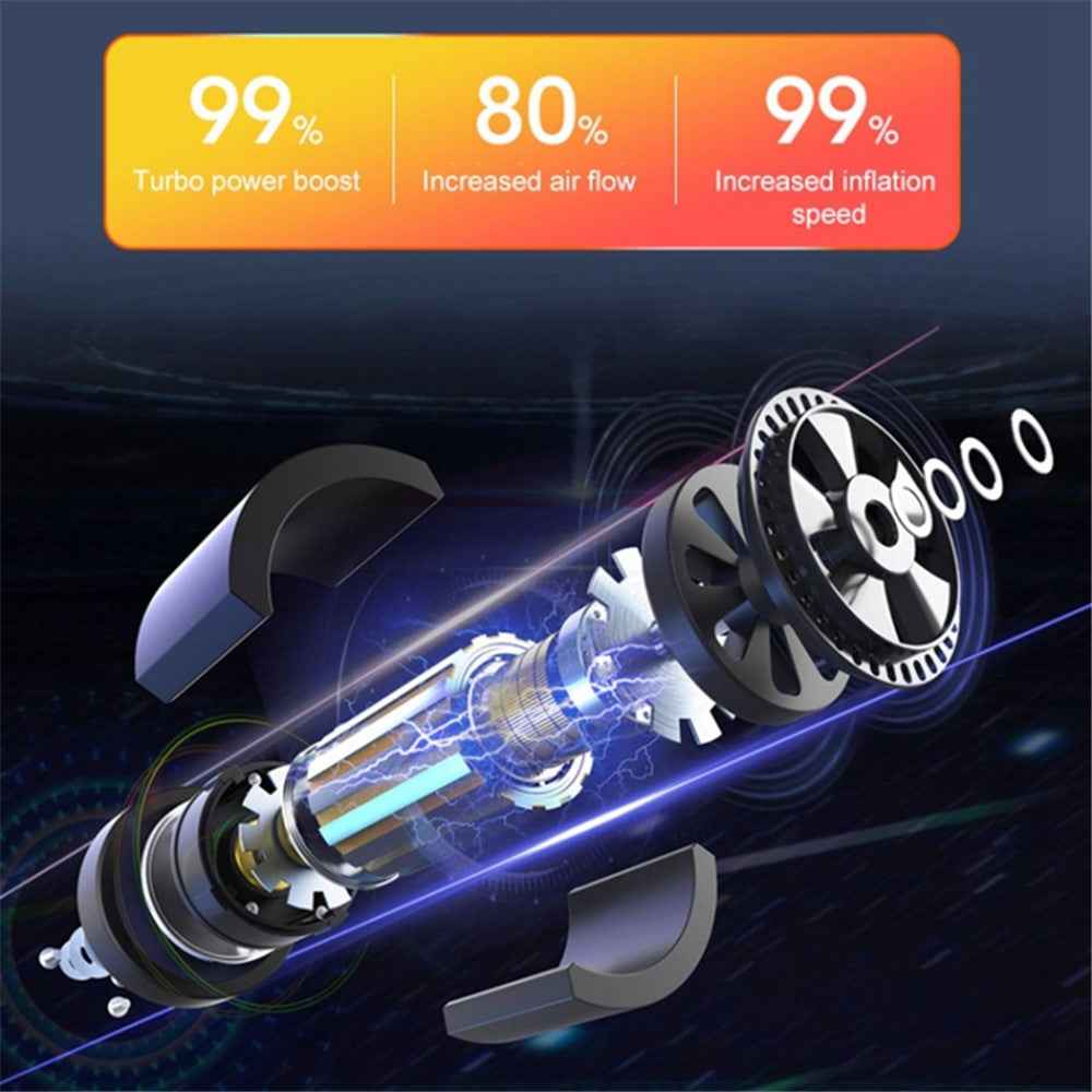 NW01-P Car Tire Inflator Digital Display Portable Cordless Air Inflator (7500mAh Battery, 12V Cigarette Lighter)