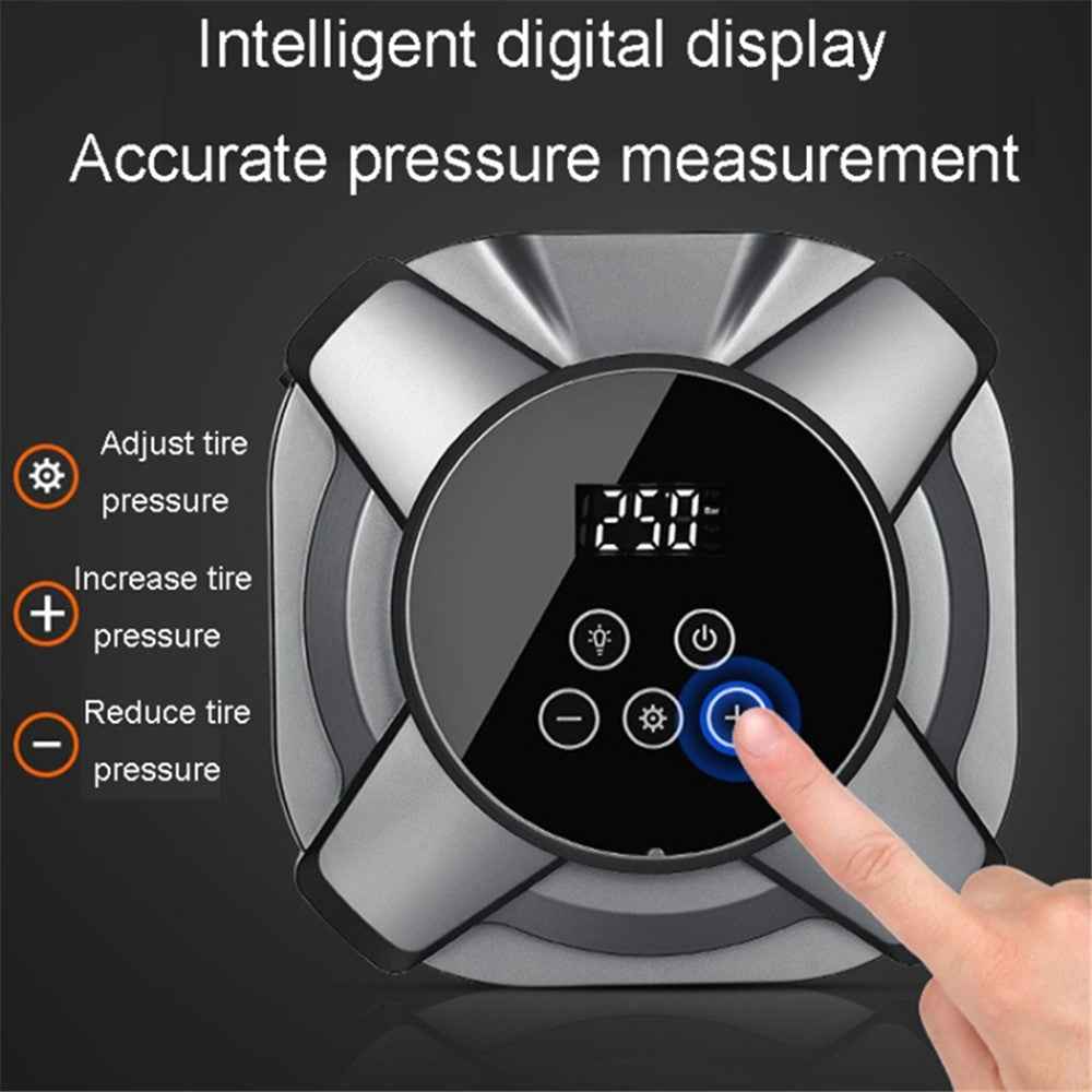 ZY5201 19 Cylinder 12V Car Touch Screen Digital Display Tire Inflator Air Pump - Silver
