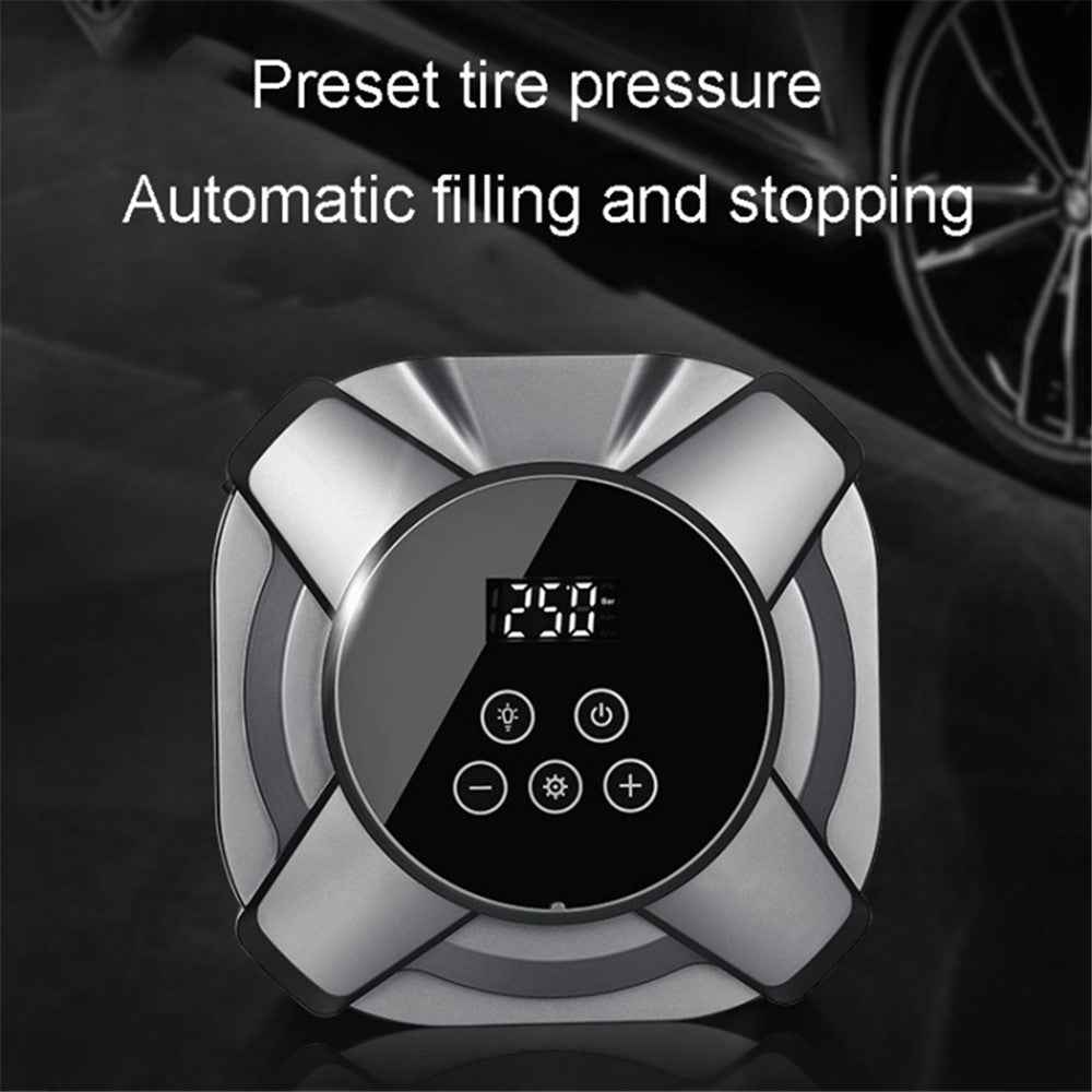 ZY5201 19 Cylinder 12V Car Touch Screen Digital Display Tire Inflator Air Pump - Silver