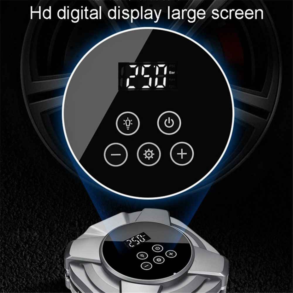 ZY5201 19 Cylinder 12V Car Touch Screen Digital Display Tire Inflator Air Pump - Silver