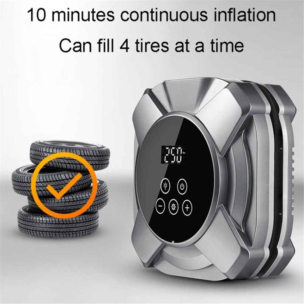 ZY5201 19 Cylinder 12V Car Touch Screen Digital Display Tire Inflator Air Pump - Silver