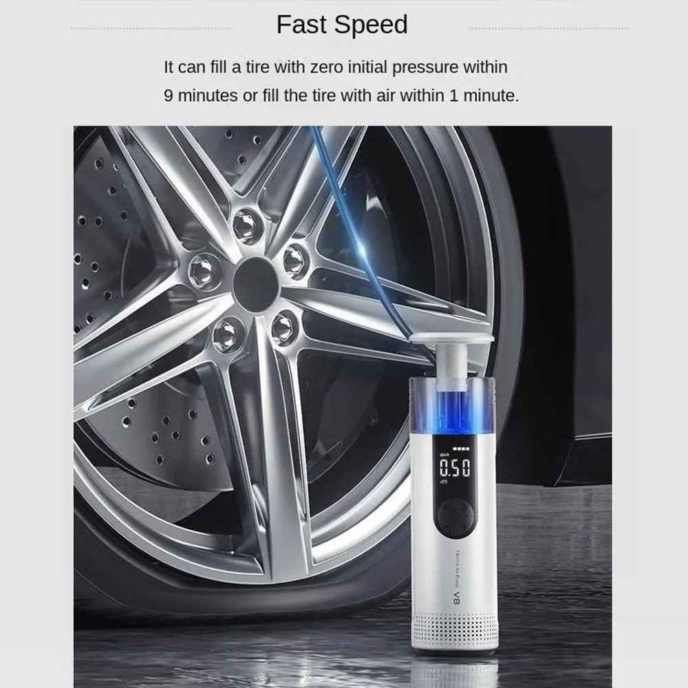 CS-V8 Wireless Car Pump Air Compressor for Cars, Portable Electric Tire Inflator - White