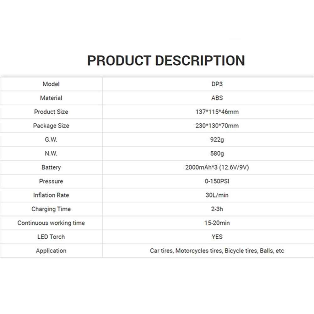 DP3 Wireless Smart Tire Air Pump 2-in-1 Deflation Inflation Pump for Outdoor Camping