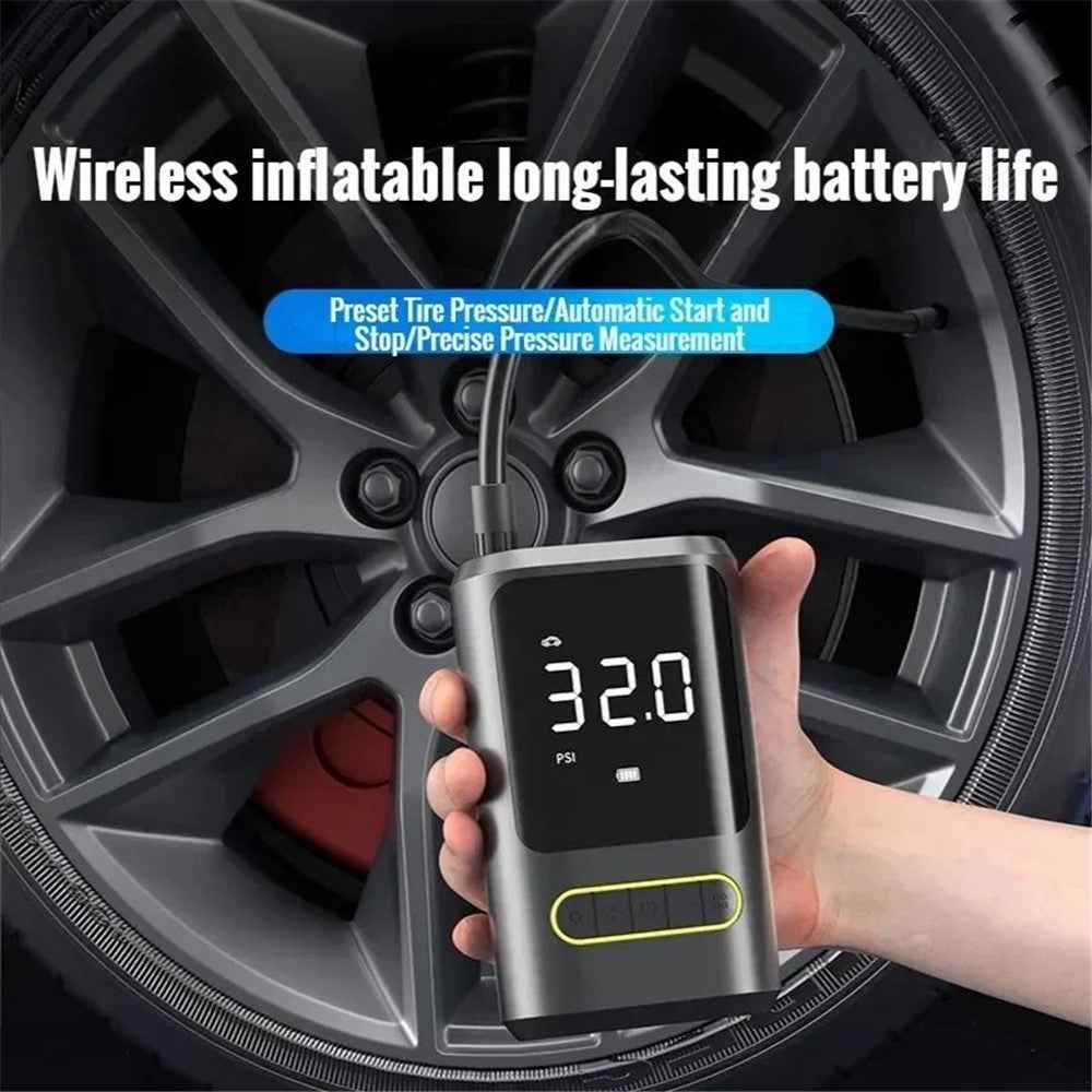 ATJ-8466 19MM Air Cylinder Tire Inflator Air Pump with Power Bank+Cigarette Lighter Interface