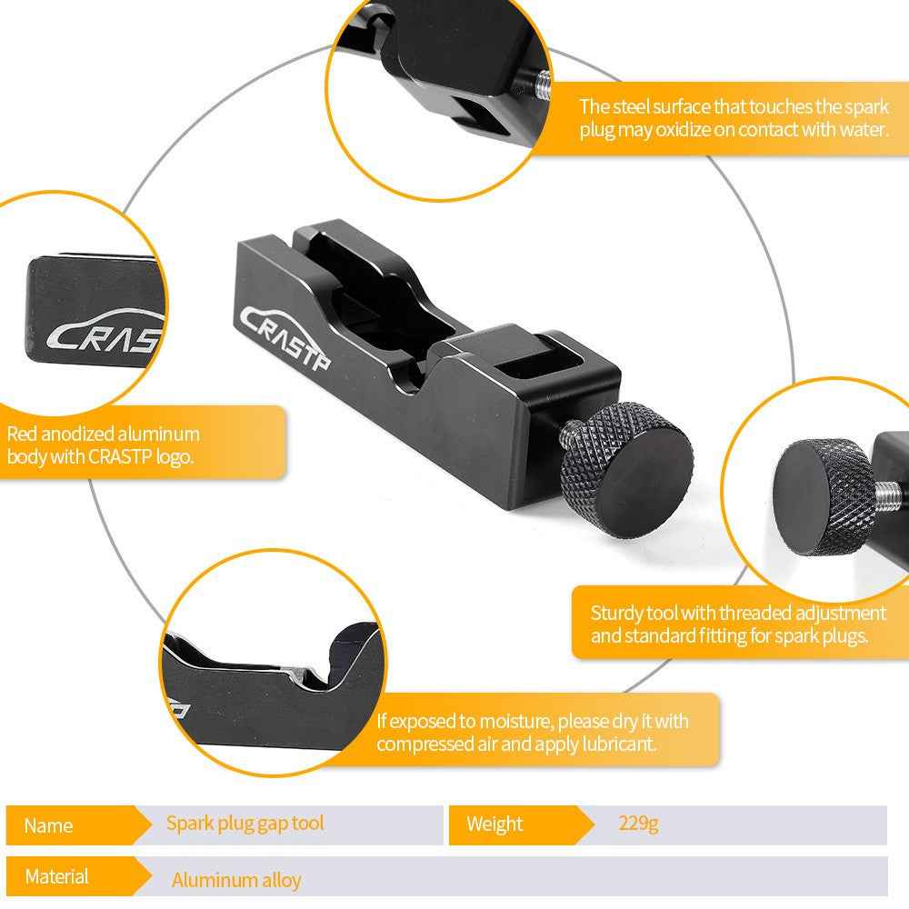 RASTP BTD023 Car Universal Spark Plug Gap Adjustment Tool with Feeler Gauge - Black