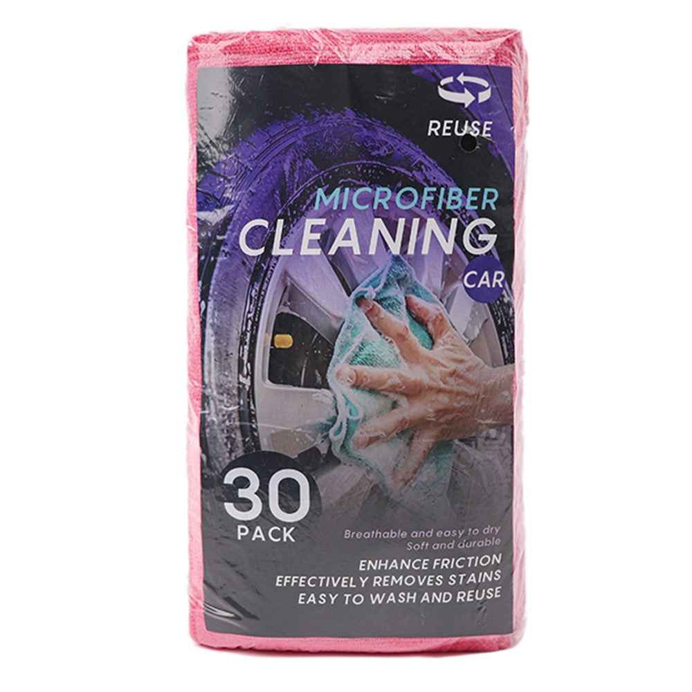 LWMB-004A 30Pcs 30x30cm Super Water Absorption Microfiber Car Washing Towel Kitchen Home Cleaning Cloth - Pink