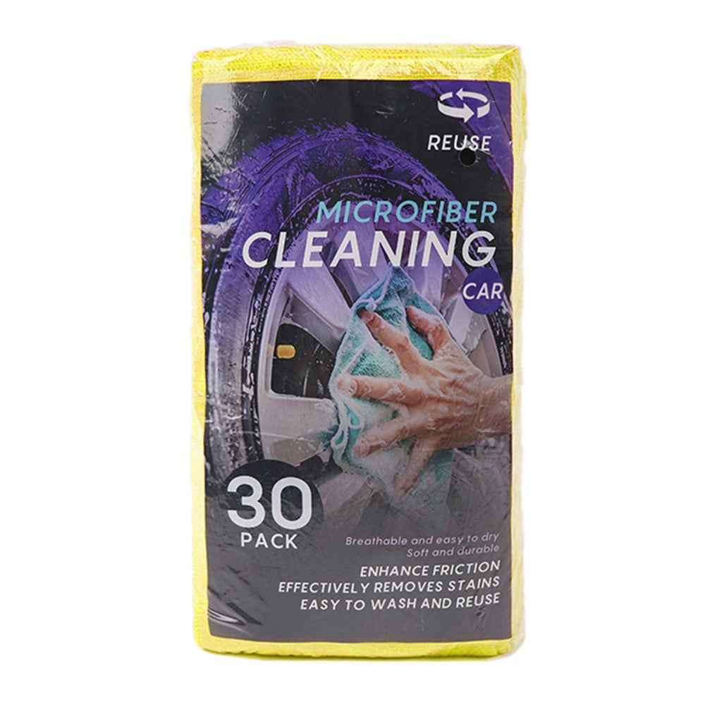LWMB-004A 30Pcs 30x30cm Super Water Absorption Microfiber Car Washing Towel Kitchen Home Cleaning Cloth - Yellow