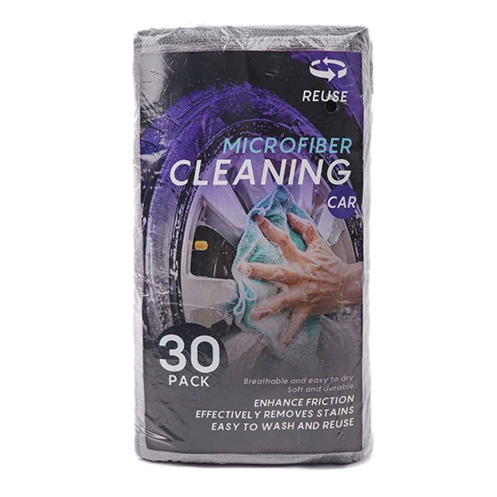 LWMB-004A 30Pcs 30x30cm Super Water Absorption Microfiber Car Washing Towel Kitchen Home Cleaning Cloth - Grey