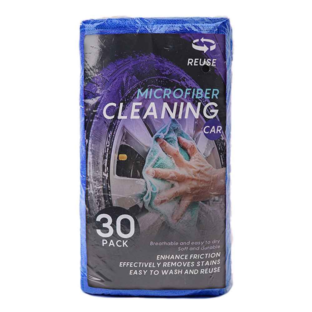 LWMB-004A 30Pcs 30x30cm Super Water Absorption Microfiber Car Washing Towel Kitchen Home Cleaning Cloth - Dark Blue