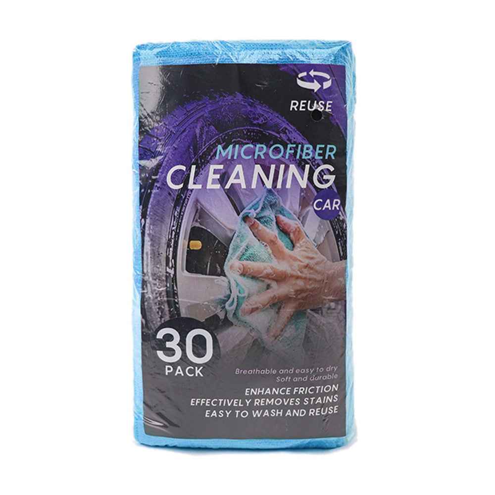 LWMB-004A 30Pcs 30x30cm Super Water Absorption Microfiber Car Washing Towel Kitchen Home Cleaning Cloth - Sky Blue