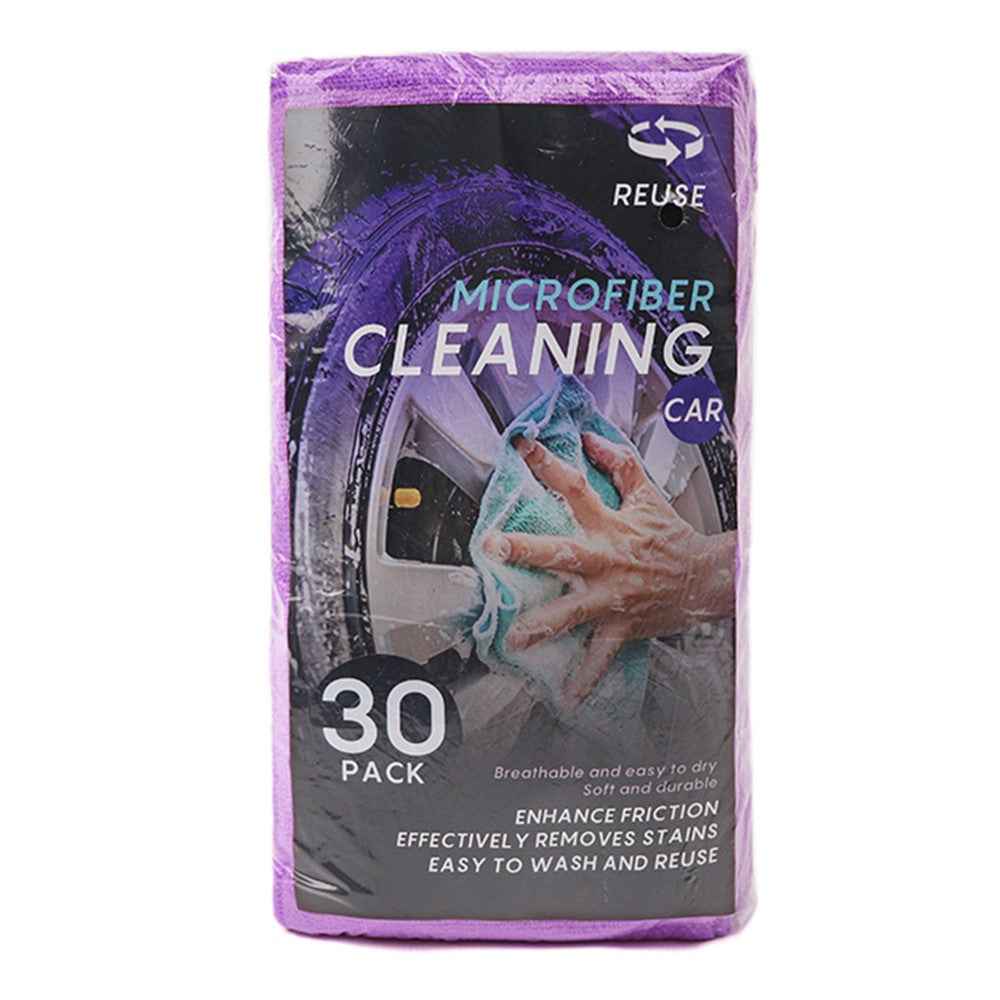 LWMB-004A 30Pcs 30x30cm Super Water Absorption Microfiber Car Washing Towel Kitchen Home Cleaning Cloth - Purple