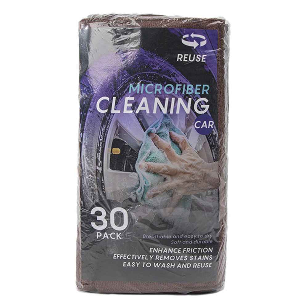 LWMB-004A 30Pcs 30x30cm Super Water Absorption Microfiber Car Washing Towel Kitchen Home Cleaning Cloth - Brown
