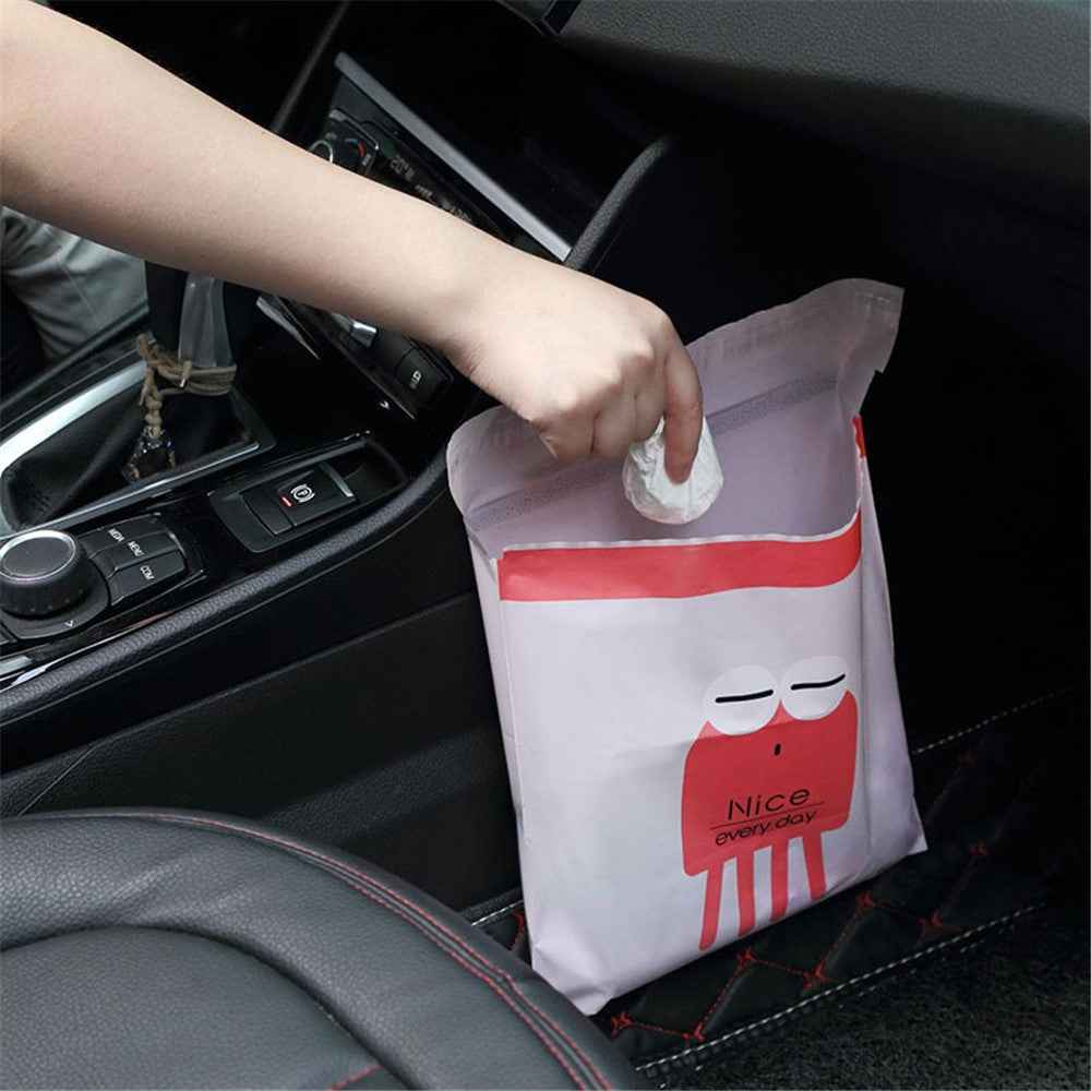 15Pcs / Pack Sealable Portable Car Trash Bag Easy Stick-On Disposable Car Garbage Bag Leak-Proof Vomit Bag Kitchen Storage Bag Suitable for Cars, Offices, Kitchens, Travel - Pink