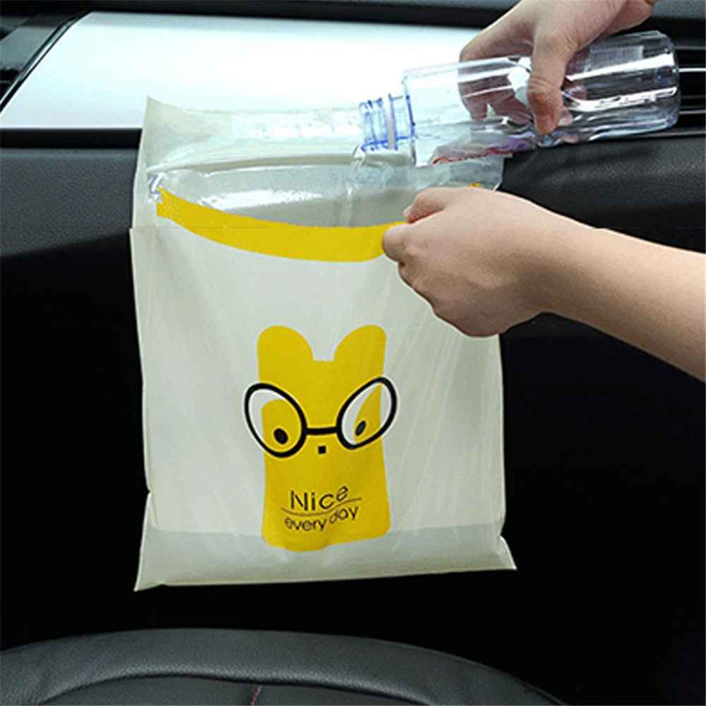 15Pcs / Pack Sealable Portable Car Trash Bag Easy Stick-On Disposable Car Garbage Bag Leak-Proof Vomit Bag Kitchen Storage Bag Suitable for Cars, Offices, Kitchens, Travel - Pink