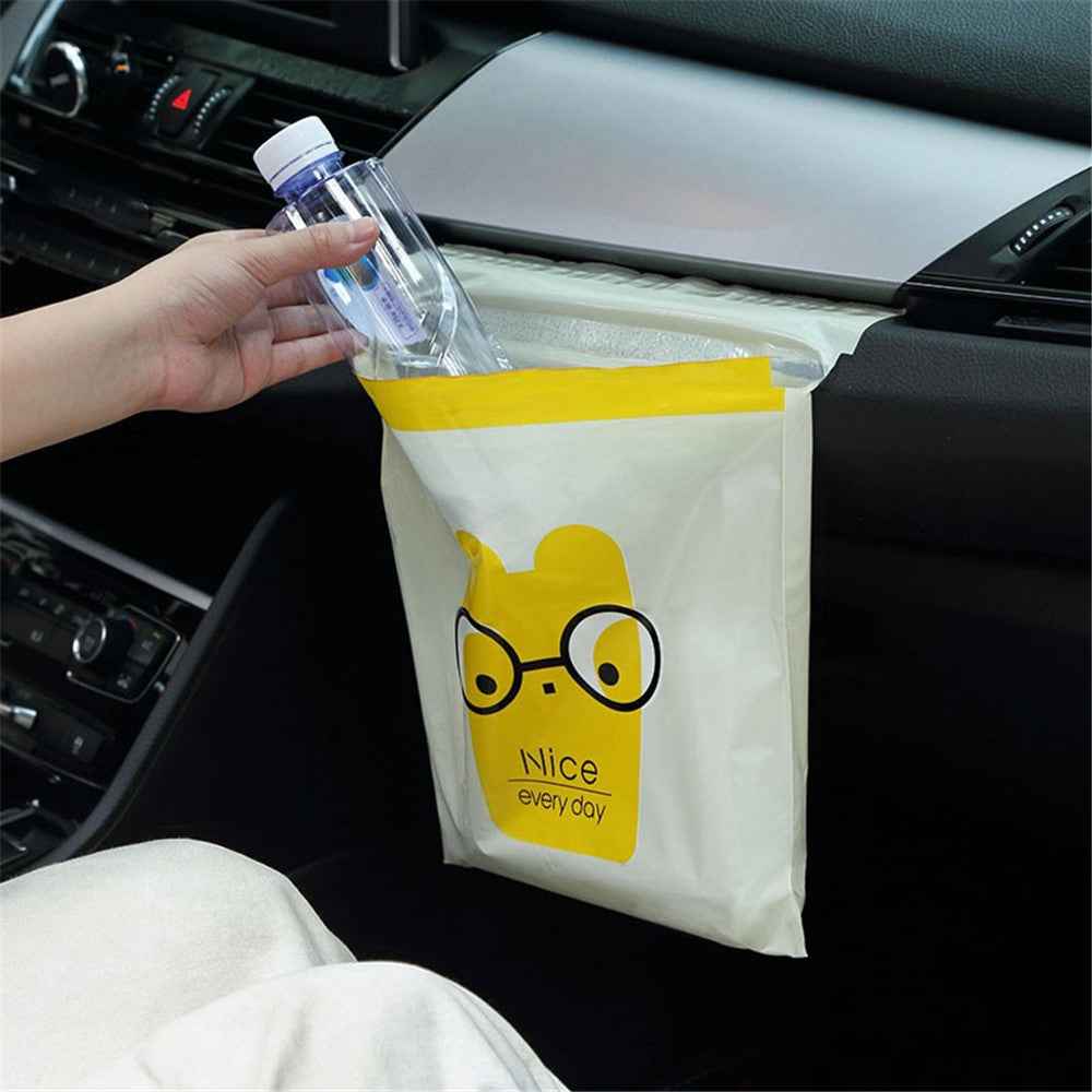 15Pcs / Pack Sealable Portable Car Trash Bag Easy Stick-On Disposable Car Garbage Bag Leak-Proof Vomit Bag Kitchen Storage Bag Suitable for Cars, Offices, Kitchens, Travel - Pink