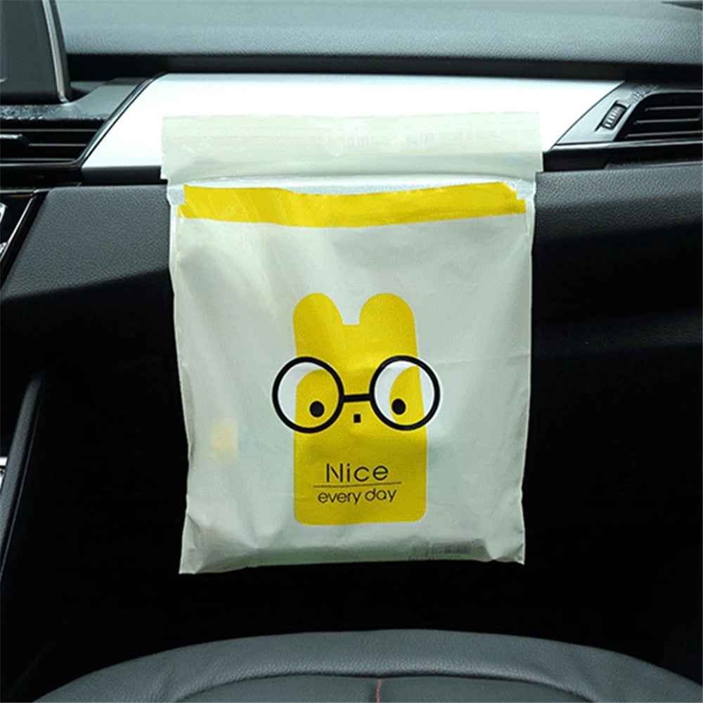 15Pcs / Pack Sealable Portable Car Trash Bag Easy Stick-On Disposable Car Garbage Bag Leak-Proof Vomit Bag Kitchen Storage Bag Suitable for Cars, Offices, Kitchens, Travel - Purple