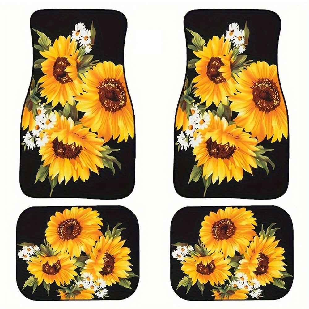4Pcs / Set Pattern Printed Car Front+Rear Floor Mat Anti-Slip Neoprene Vehicle Interior Floor Pad - Style 55