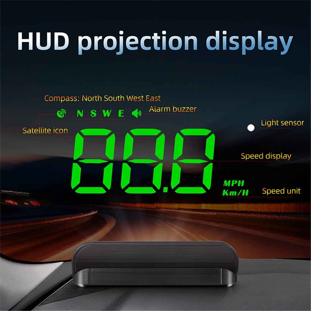 M1 Multifunctional Large Screen Head Up Display Car Electronic HUD Windshield Projector Overspeed Security Alarm - Green