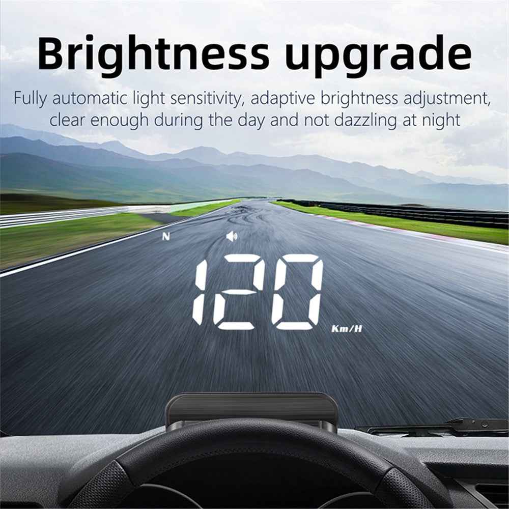 M1 Multifunctional Large Screen Head Up Display Car Electronic HUD Windshield Projector Overspeed Security Alarm - White