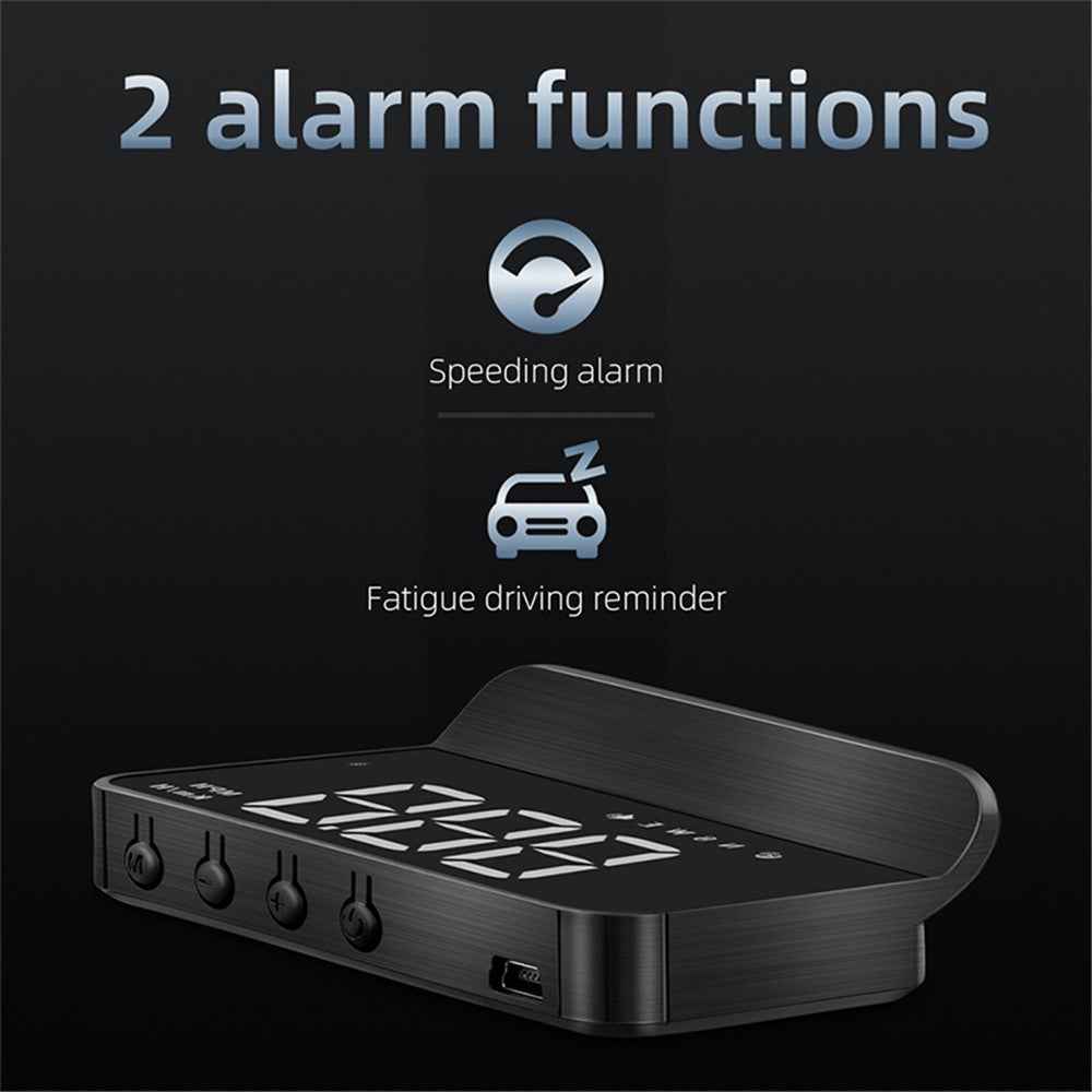 M1 Multifunctional Large Screen Head Up Display Car Electronic HUD Windshield Projector Overspeed Security Alarm - White