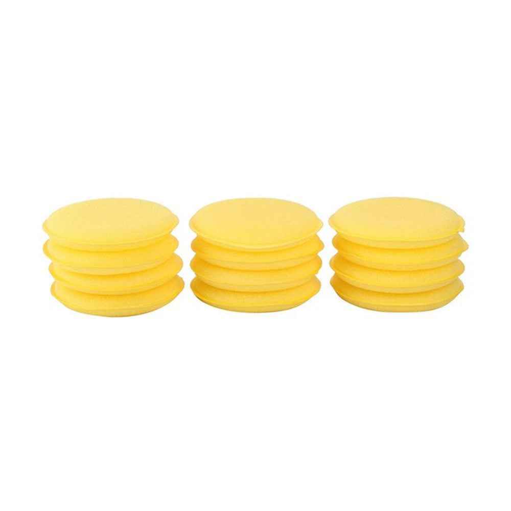 BY-682 12PCS Car Waxing Applicator Round Shaped Sponge Wax Applicator Foam Soft Cleaning Tool