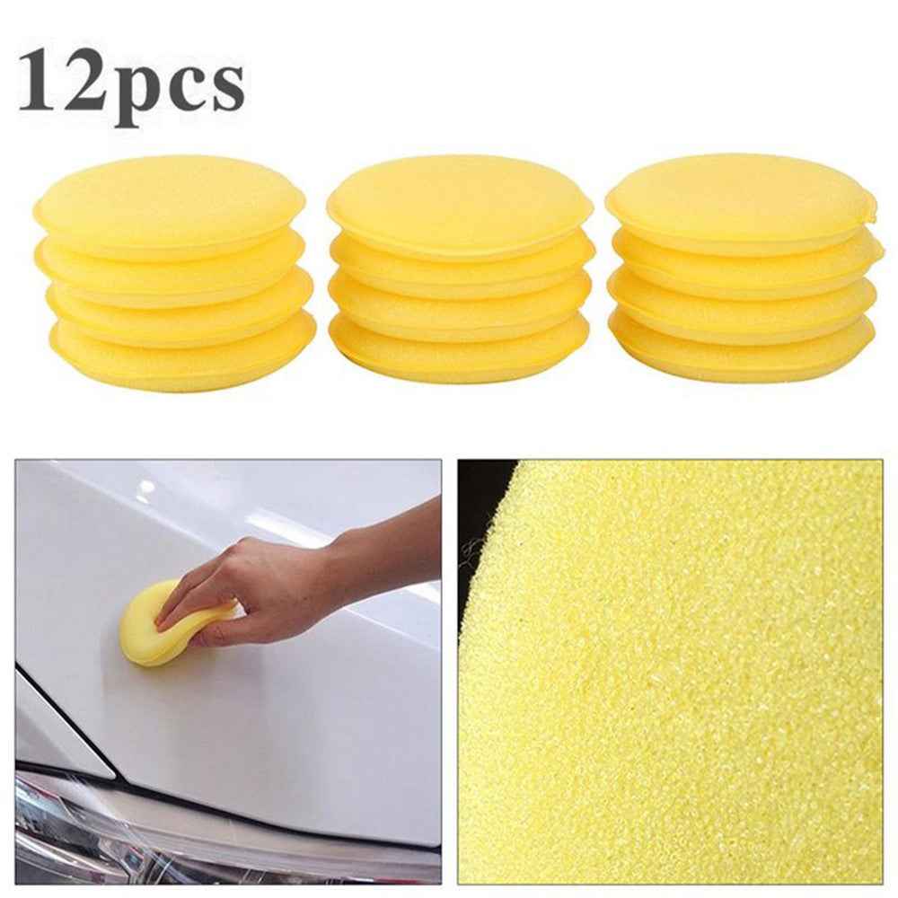 BY-682 12PCS Car Waxing Applicator Round Shaped Sponge Wax Applicator Foam Soft Cleaning Tool