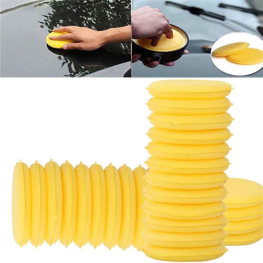 BY-682 12PCS Car Waxing Applicator Round Shaped Sponge Wax Applicator Foam Soft Cleaning Tool