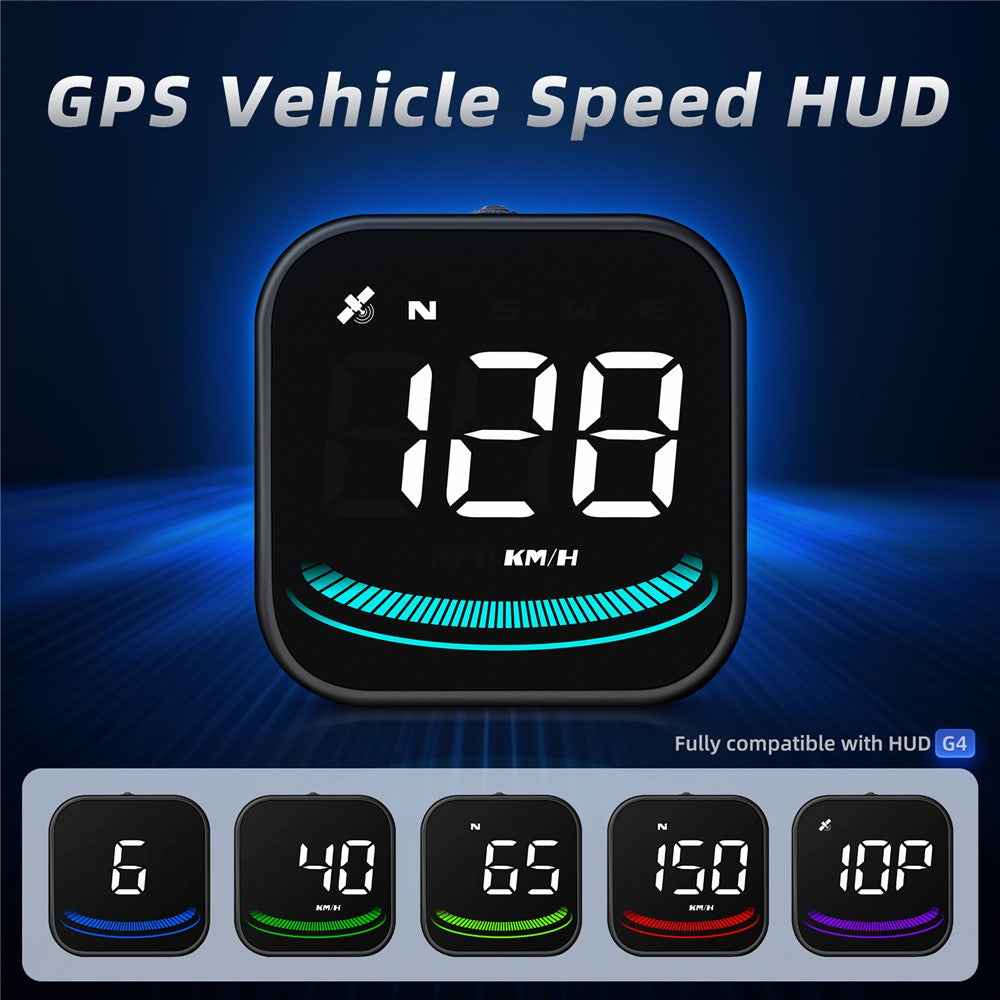 G4 Car HUD Digital Speedometer Over-speed Fatigue Driving Alarm GPS Compass Head-up Display