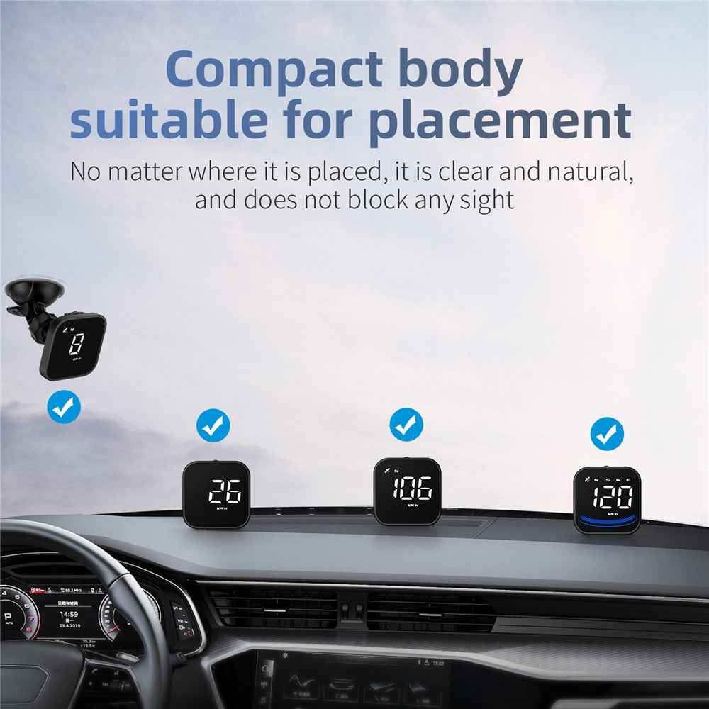 G4 Car HUD Digital Speedometer Over-speed Fatigue Driving Alarm GPS Compass Head-up Display