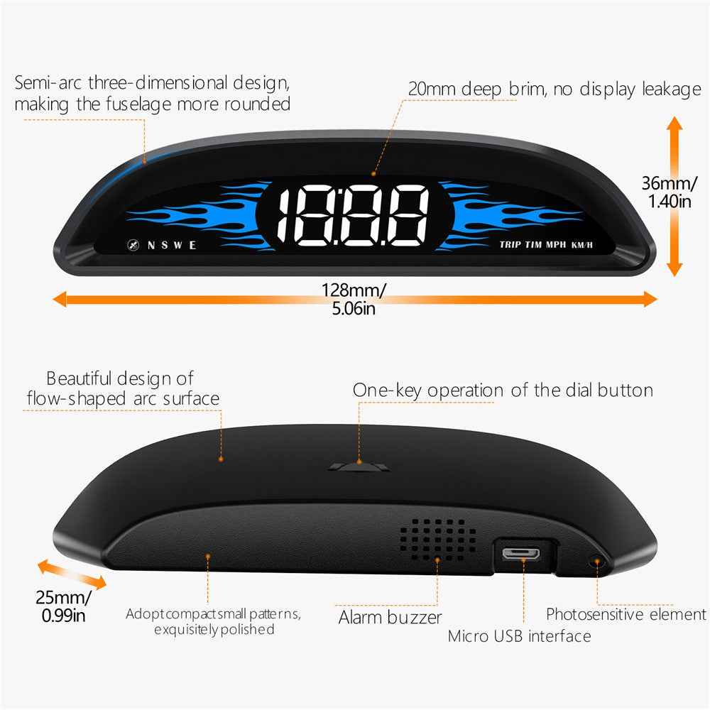 G2 4-inch LCD Car HUD Speed Mileage Measurement GPS+Beidou Car Head Up Display