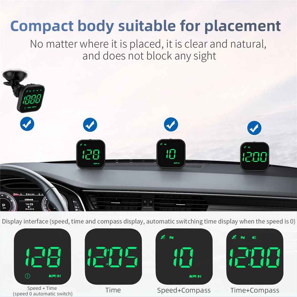 G4S Head-Up Display HUD GPS Universal Multi-Function Speedometer Portable Car Computer Display - Green