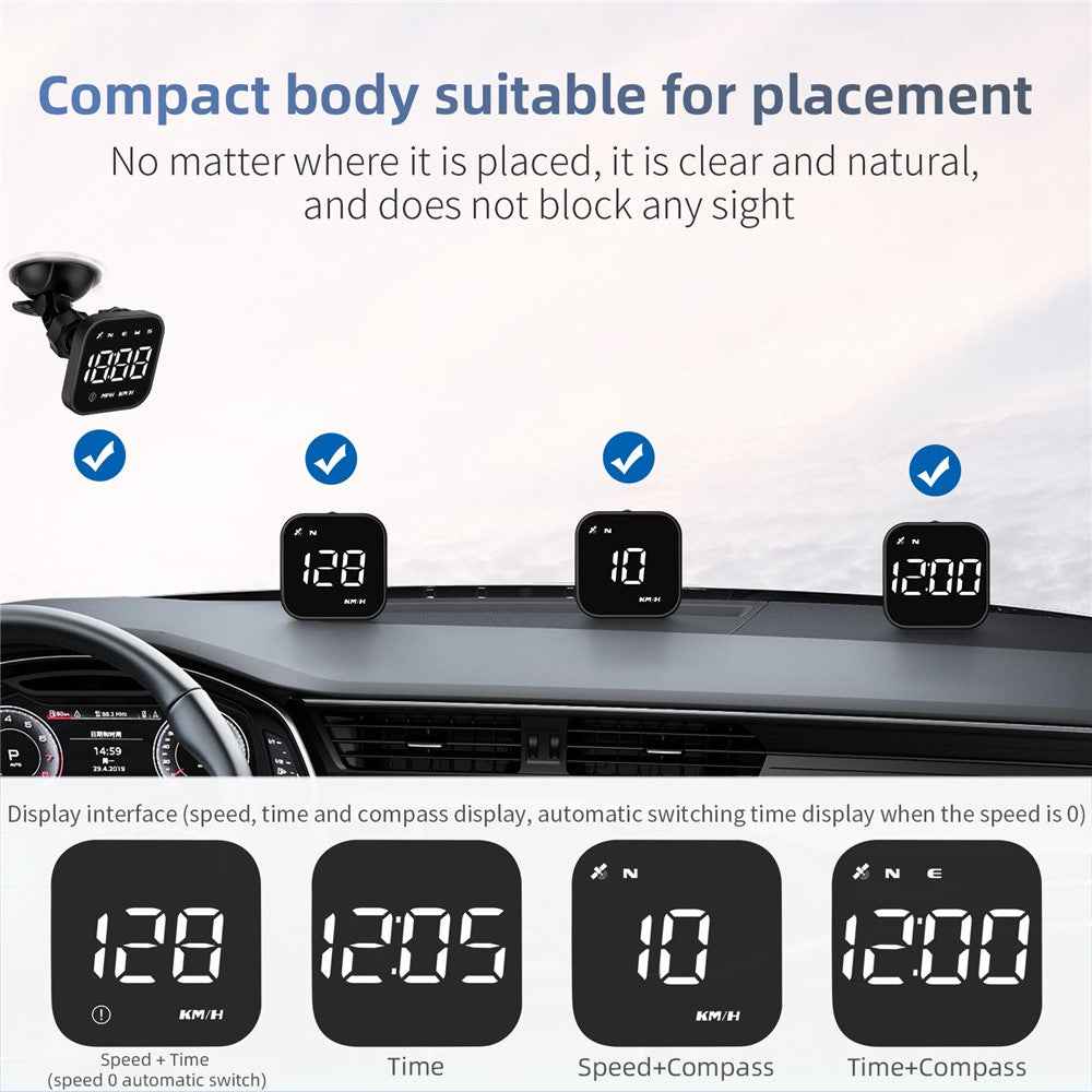 G4S Head-Up Display HUD GPS Universal Multi-Function Speedometer Portable Car Computer Display - White