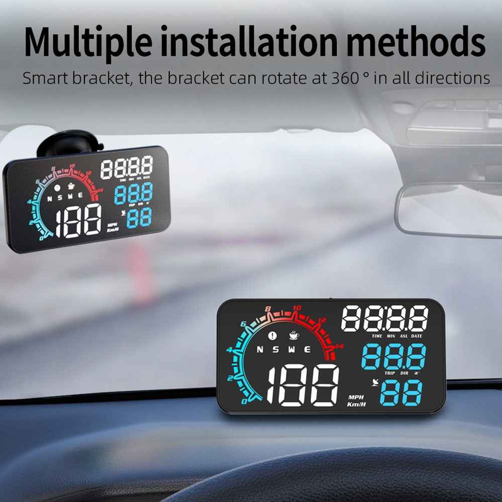 G11 Universal GPS HUD Head Up Display Speed Instrument with Overspeed Alarm for Oil Fuel Electric Hybrid Vehicle - Multi-color