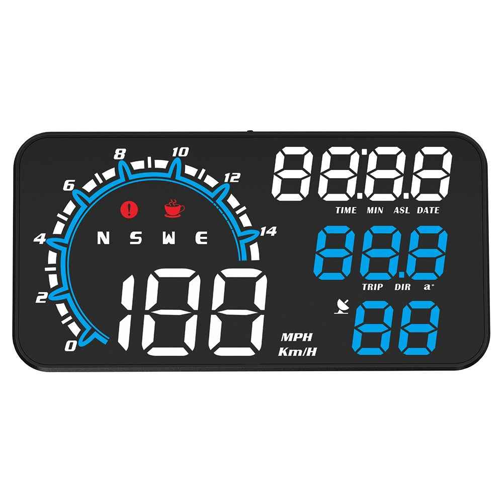G11 Universal GPS HUD Head Up Display Speed Instrument with Overspeed Alarm for Oil Fuel Electric Hybrid Vehicle - Blue+White