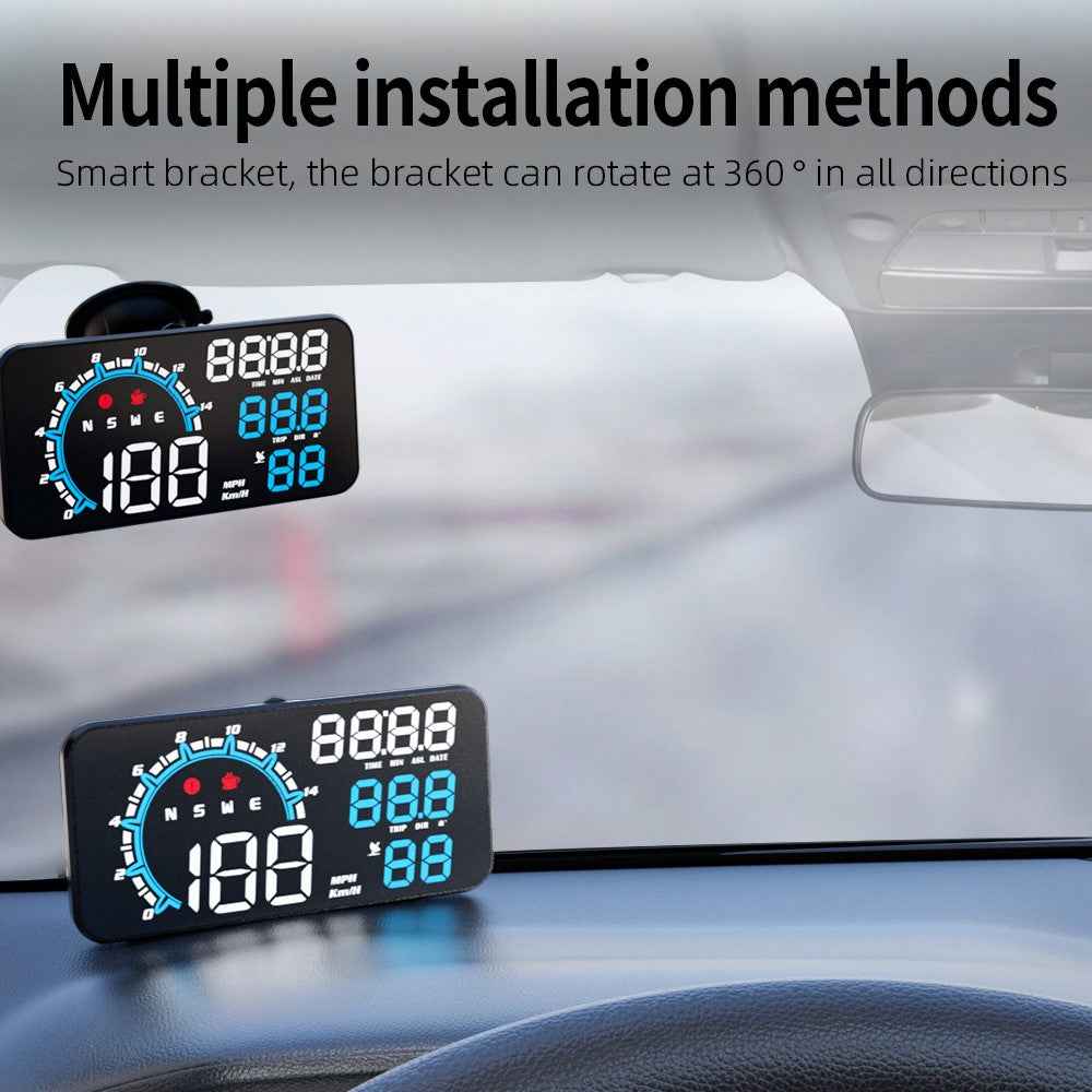 G11 Universal GPS HUD Head Up Display Speed Instrument with Overspeed Alarm for Oil Fuel Electric Hybrid Vehicle - Blue+White