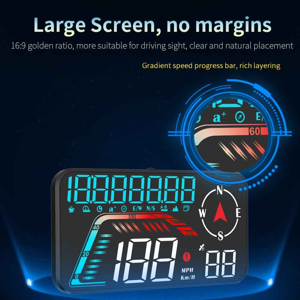 G12 HUD GPS Digital Car Speedometer Windshield Suction Cup Mount Head-Up Display - Multi-color