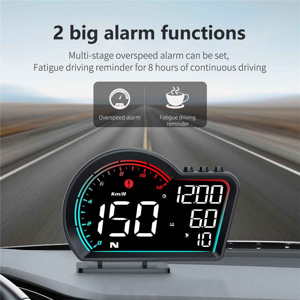 G16 Head Up Display Auto Speedometer Digital Odometer Alarm Reminder GPS HUD Gauge - Multi-color