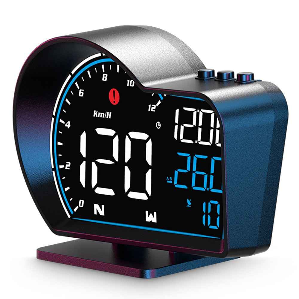 G16 Head Up Display Auto Speedometer Digital Odometer Alarm Reminder GPS HUD Gauge - Blue+White