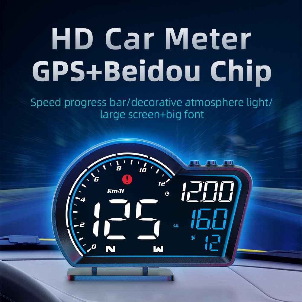 G16 Head Up Display Auto Speedometer Digital Odometer Alarm Reminder GPS HUD Gauge - Blue+White